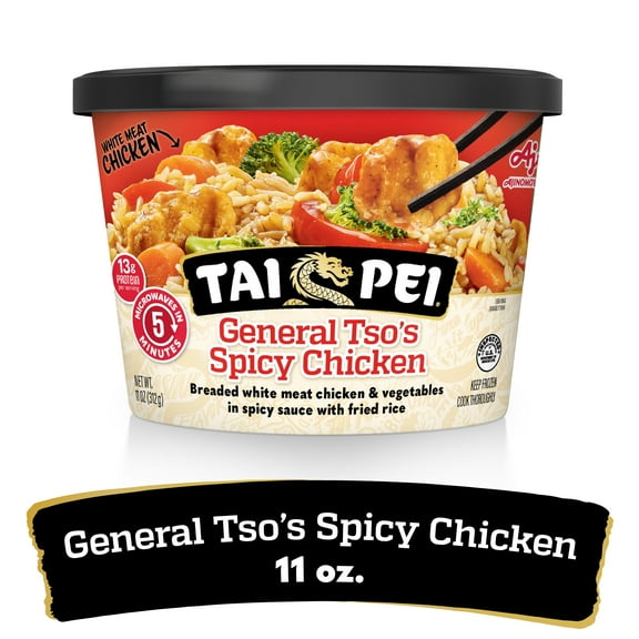 Tai Pei General Tso's Spicy Chicken with Vegetable Rice, Frozen Asian Meal, 11 oz
