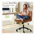 thumbnail image 7 of BNHHYYDS Cross Leg Office Chair with Wheels, Brown PU Leather - Swivel Desk Task Chair with Thick Cushion & Pillow - Armless Computer Chair for Home, Vanity, & Office, 7 of 7