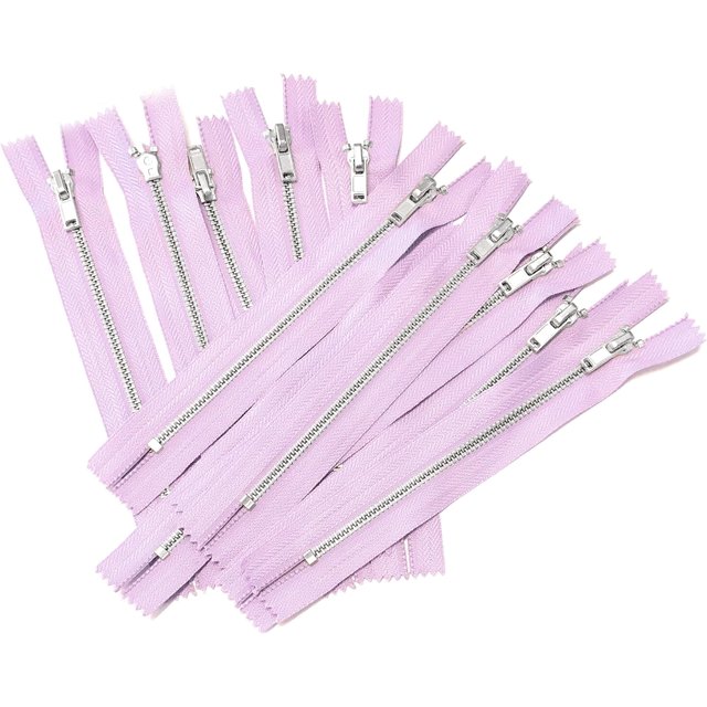 10 pcs Silver Metal Teeth #3 Teeth Zippers - Kyezi Design & Craft (Lavender, 5 inch)