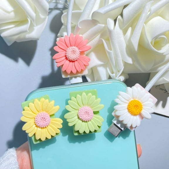 Tianyeda 4Pcs Flower Charging Cord Protectors for iPhone iPad headphone