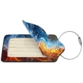thumbnail image 4 of Rocae Red And Blue Flame Waves for Leather Luggage Baggage Tags ID Label Privacy Cover ID Label with Stainless Steel Loop and Address Card, 4 of 5