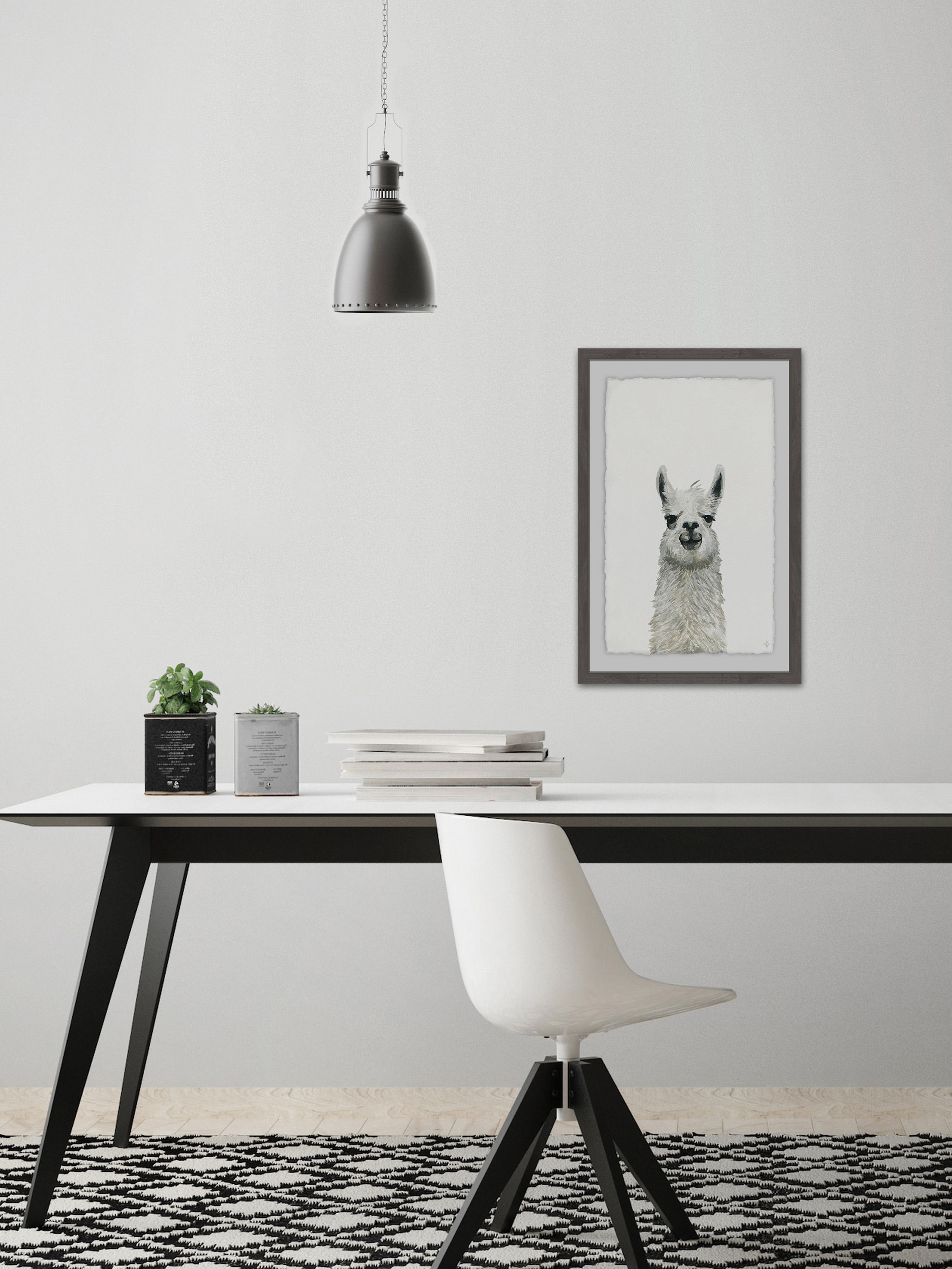 Llama Close-up Framed Painting Print
