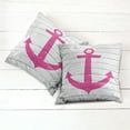 thumbnail image 6 of Ambesonne Nautical Throw Pillow Cover 2 Pack, Rustic Wooden Planks, 18", Pink and Off White, 6 of 7