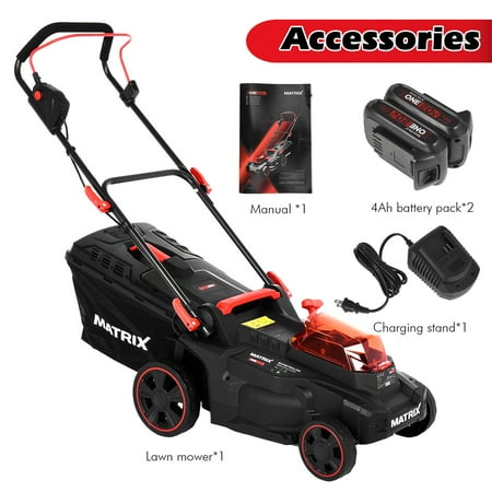 

Kaacd 40V 16 Inch Cordless Twin F orce Lawn mower 2x4Ah Batteries Charger Include