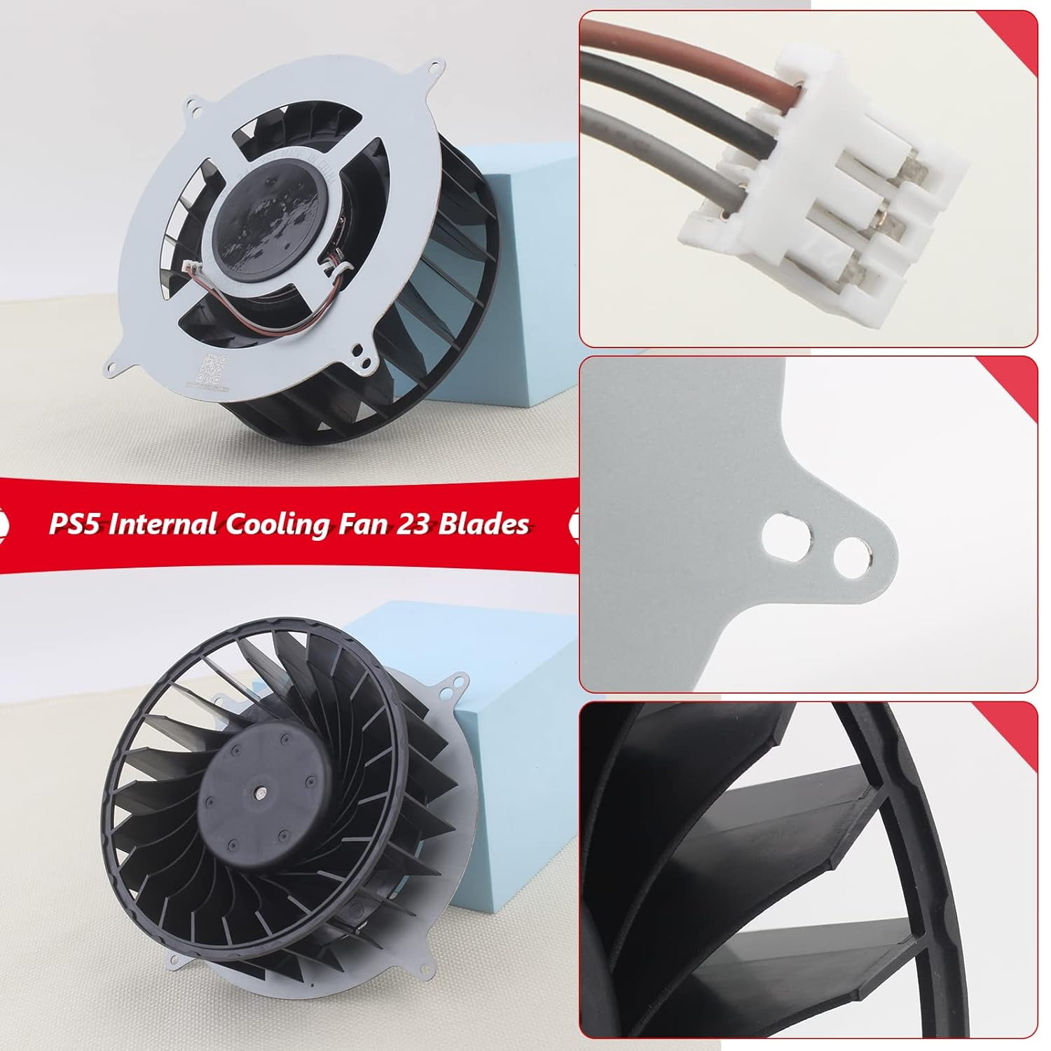 Cooling Fan Replacement for PS5,Internal Cooling Fan 12047GA-12M-WB-01 12V 2.4A 23 Blades Fan General 17 Blades G12L12MS1AH-56J14 Fan,With T8 Screwdriver