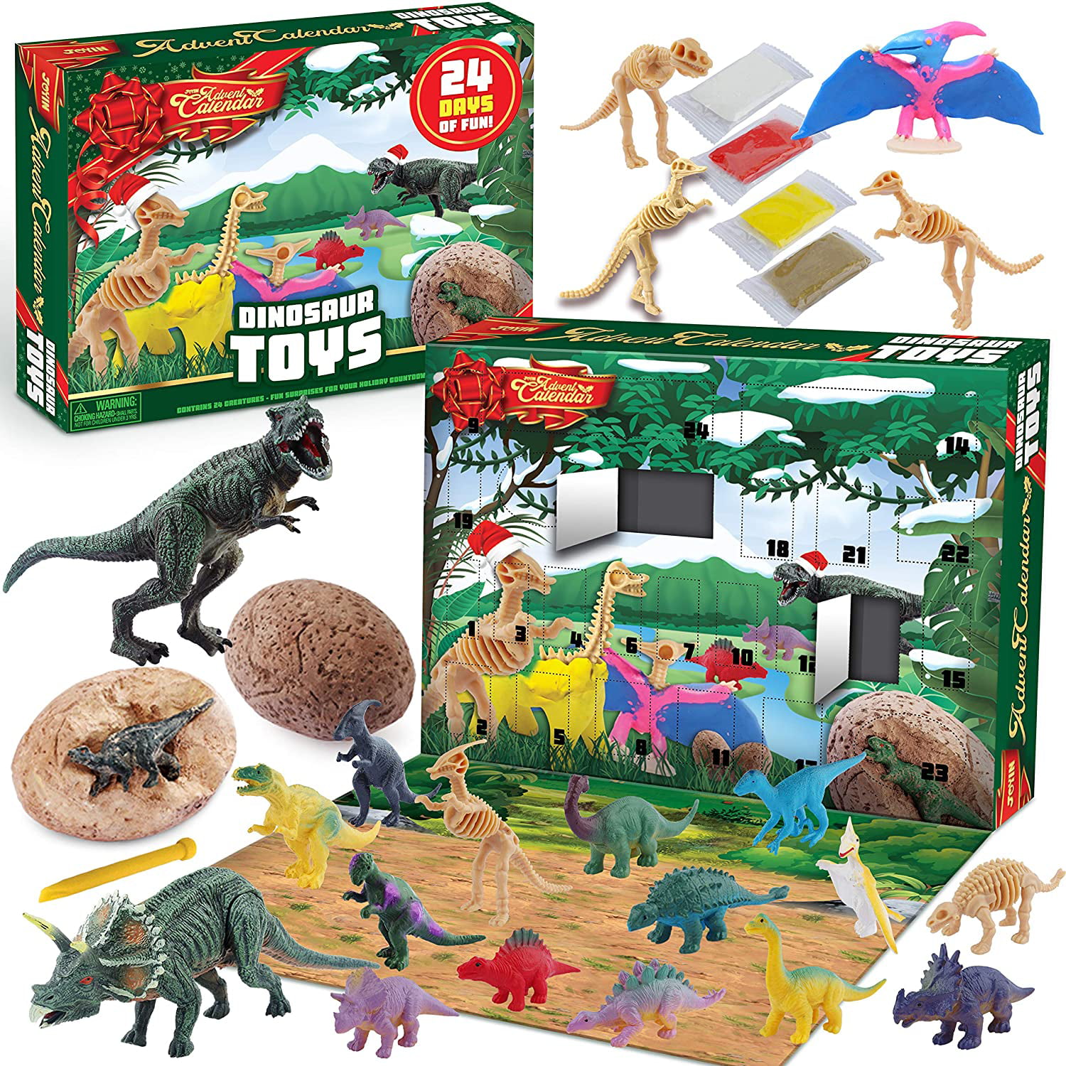 Details about   24pcs Christmas Advent Calendar Dinosaur Figurine Toy Countdown Calendar for Kid 