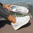 thumbnail image 3 of Rokment Womens Vintage Color Block Running Tennis Walking Shoes Fashion Sneakers Comfortable Breathable Mesh Memory Foam Basketball Volleyball Training Workout Fitness Skate Shoes White Size 9, 3 of 7