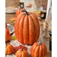 thumbnail image 6 of Artificial Pumpkins Set Harvest Decoration, 7pcs Assorted Size Orange Pumpkins Realistic Large Pumpkins for Halloween Thanksgiving Autumn Festive Party Supplies (Orange), 6 of 7
