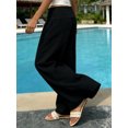 thumbnail image 5 of Women Wide Leg Palazzo Pants Summer Foldover Lounge Trousers Beach Vacation Travel Clothes, 5 of 6