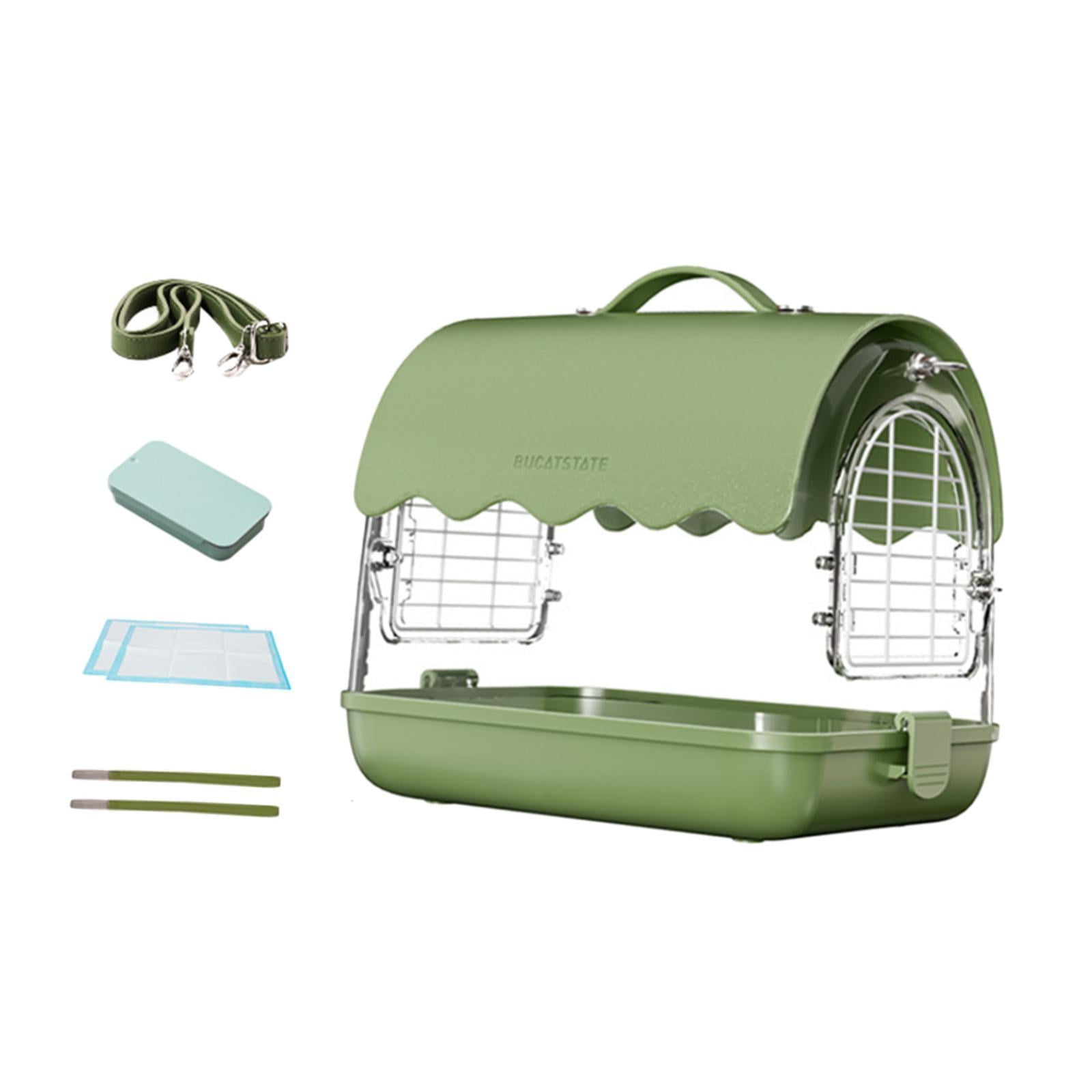 Fzaqwen Acrylic Villa Bird Cage Bird Travel Cage with Shoulder Straps Easy to Clean Bird PU Leather Green