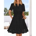 thumbnail image 6 of Merokeety Womens Summer Dresses Eyelet Floral Ruffle A Line Mini Beach Vacation Dress Black xl, 6 of 6