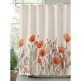 thumbnail image 2 of Shower Curtains Orange Poppy Flower Bath Curtain Floral Leaves Plant Waterproof Bathroom Shower Curtain Set with Hooks Decoration 72 x 72 Inches, 2 of 7