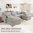 thumbnail image 5 of Muumblus 110" Oversized Modular Sectional Sofa with 2 Movable Ottoman, U Shaped Deep Seat Cloud Couch for Living Room, Gray Chenille, 5 of 10
