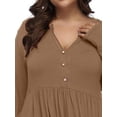 thumbnail image 2 of Gvmfive Women Plus Size Long Sleeve Tunic Tops Henley Pleated Button Down Asymmetrical Flowy Blouse, 2 of 4