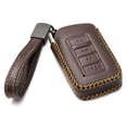 thumbnail image 2 of Vitodeco Genuine Leather Smart Key Fob Case Cover Protector Suitable for 2014-2025 Lexus UX, NX, RX, GX, LX, IS, ES, GS, LS (4-Button, Brown), 2 of 5