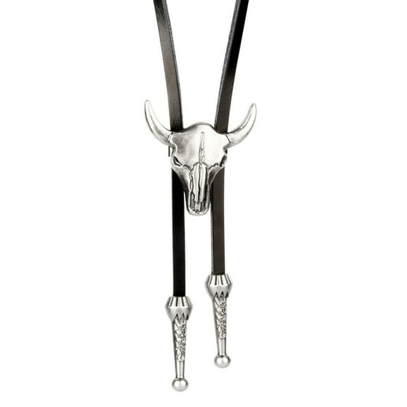 Elegant Black Bolo Tie with Engraved Pendant Cowboy Necktie Western Tie