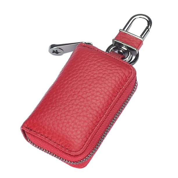 Qarigey Billetera de cuero, monedero de viaje para llaves, bolsillo para recibos de tarjetas de crédito, para mujeres y hombres riñoneras Vino rojo Qarigey AP011383-01