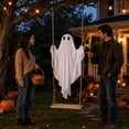 thumbnail image 6 of Halloween Decorations Outdoor - 5 FT Large Hanging Swing Ghost Halloween Decor, Spooky Decor for Tree Porch Backyard Halloween Party Supplies(With Light), 6 of 6