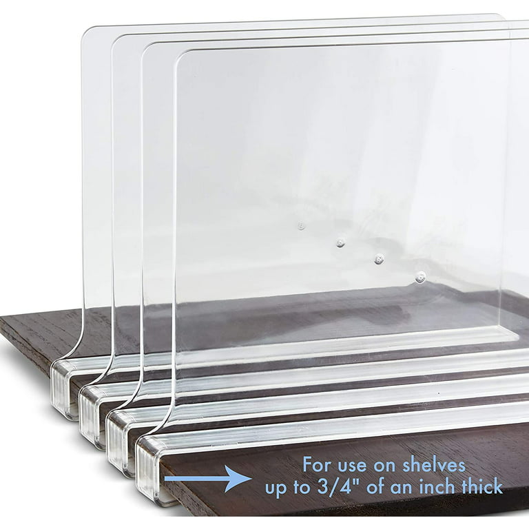 NBW Clear Acrylic Shelf Dividers, Closet Vertical Organizer for Kitchen  Cabinets, Bookshelves, Pack of 4 