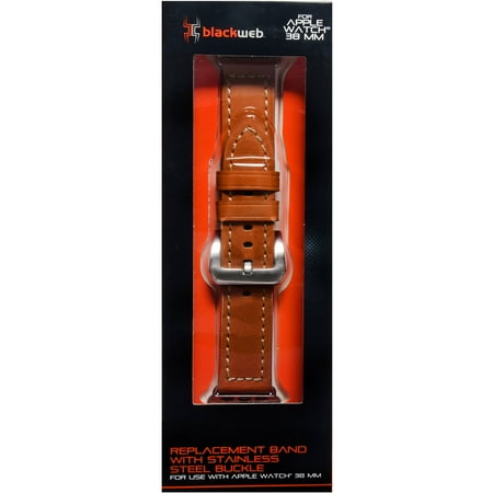 Blackweb Apple Watch Replacement Leather Band, Brown, For 38 Mm Apple Watch