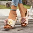 thumbnail image 6 of Yyuenw Women Square Toe 3D Flower Wedge Slide Sandals PU Open Toe Slip On Summer Shoes, 6 of 9