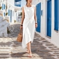 thumbnail image 4 of YuXingFu Sexy Dresses for Women Maxi Crew Neck Plus Size Womens Dress Sleeveless Solid Color Slim Fit Long Casual Summer White S, 4 of 8