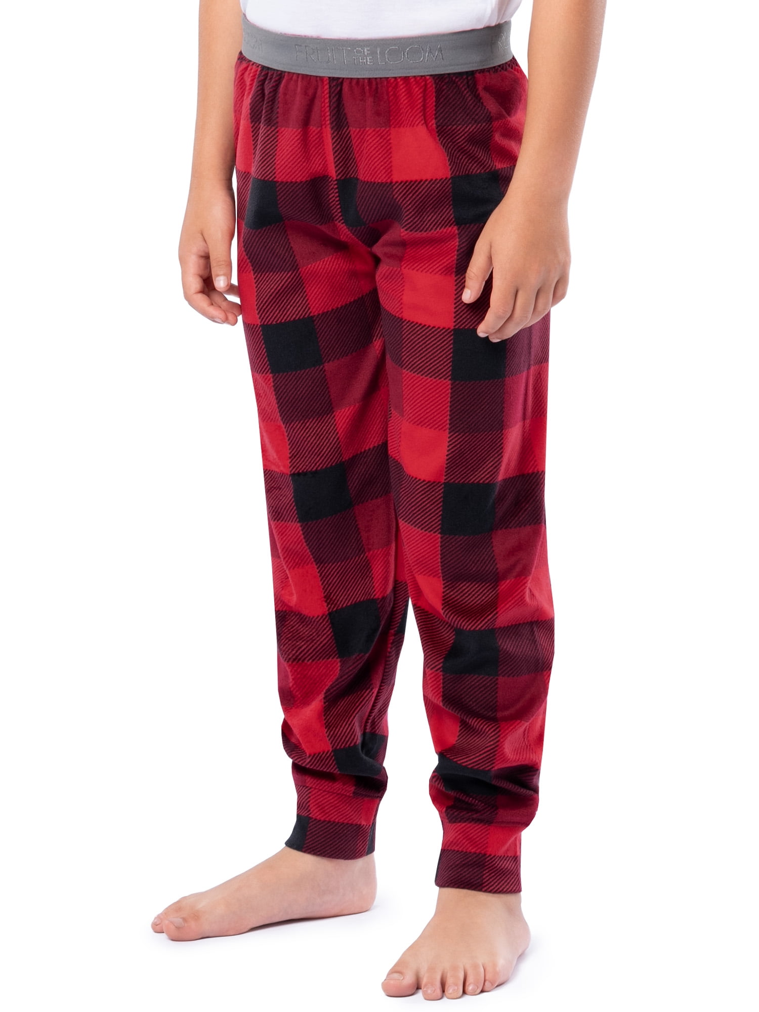 Fruit of the Loom Boy's Sleep Long Sleeve Top & Velour Fleece Jogger Pajama Set, 2-Piece, Sizes 4-16