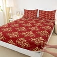 thumbnail image 3 of Homewish Ancientr Damask Jacquard Full Size Sheets,Baroque Print Bed Sheets,Red Gold Sheet Sets For Boys Girls,Breathable Home Decor,4 Pieces, 3 of 7