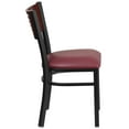 thumbnail image 6 of Flash Furniture 2 Pk. HERCULES Series Black Slat Back Metal Restaurant Chair - Mahogany Wood Back, Burgundy Vinyl Seat, 6 of 8