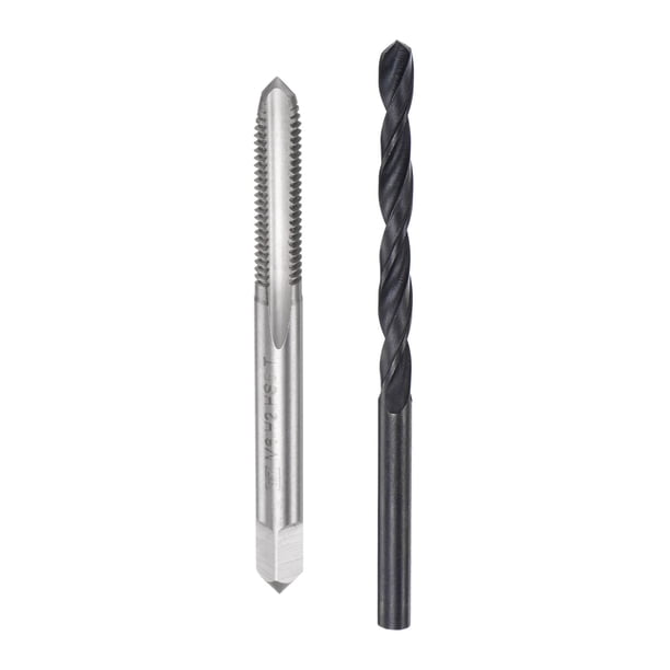 Juego de brocas y machos de roscar Uxcell Métrico M6 x 1 Macho de roscar y broca de torsión de óxido negro de 5 mm