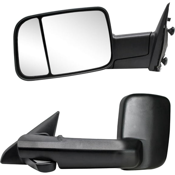 WLLW Towing Mirrors fit for 2009-2018 Dodge Ram 1500 2500 3500 Pickup Manual Adjusted Manual FlipUp Black Housing Tow Mirrors
