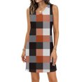 thumbnail image 2 of CIENVNSTG Womens Summer Plaid Printed Sleeveless V-Neck Beach Cover up Dresses Casual Loose Resort Wear Sundresses Tank Dress Swimsuit Coverup Orange XL, 2 of 5