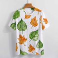 thumbnail image 3 of Autumn Harvest Maple Leaves Thanksgiving Womens Tops Women's Fashion Casual Short Sleeve Flower Print Round Neck Pullover Top Blouse, 3 of 6
