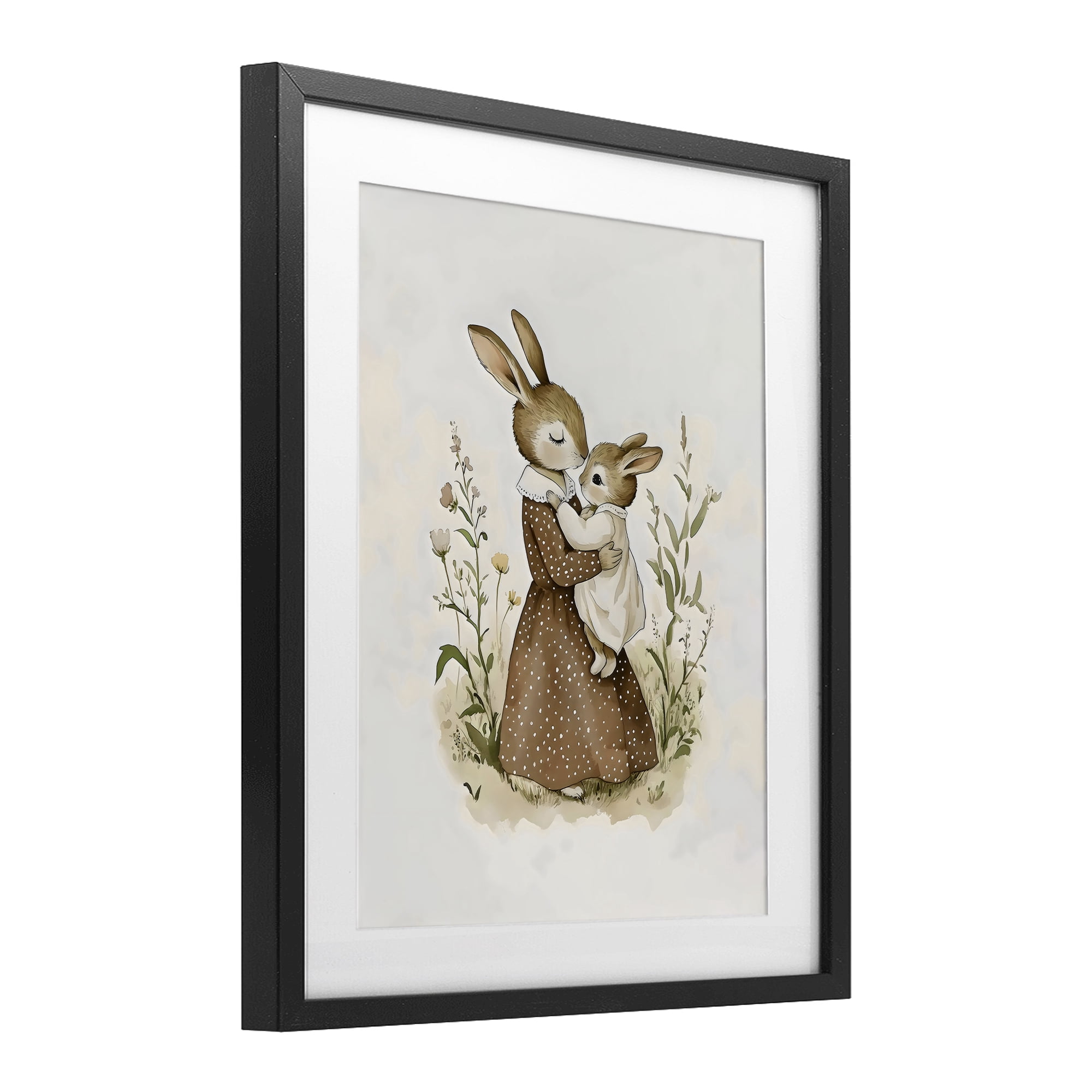 Stupell Industries A Mother's Love Rabbits Black Framed Print Under Glass, design by Arlington Prints