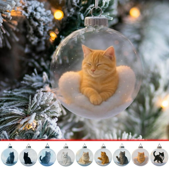 2D Flat Cat Christmas Tree Pendant - 3.15in(8cm) Cute Cat-Themed Christmas Decoration, Durable Acrylic Hanging Ornament, Festive Home & Tree Decor for Cat Lovers, Adorable Xmas Cat Pendant, G