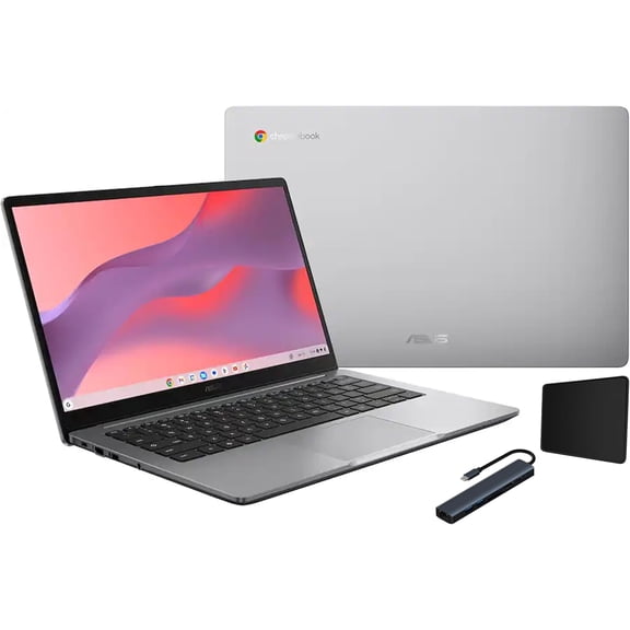 ASUS CX14 14" FHD Chromebook Laptop, Intel Celeron N4500, 4GB Memory, 64GB eMMC, Misty Grey, Intel UHD Graphics, Chrome OS with Tigology Accessories