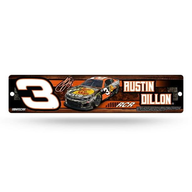 Rico Industries Nascar Racing Austin Dillon No. 3 Placa De Calle De Plástico De 4 X 16 Pulgadas