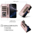 thumbnail image 2 of ShieldFlex Wallet Case for Samsung Galaxy A15 RFID Blocking 6-Card Holder Soft PU Leather Magnetic Snap Crossbody Shoulder Strap Zipper Pocket Phone Case Fit for Galaxy A15 5G,Rosegold, 2 of 7