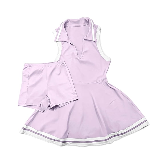 MDUKONU Cute Golf Tennis Dress Workout Athletic Dresses for Women with Shorts Pockets 2 Piece Sets Outfits Summer Clothes Size: S Light Purple