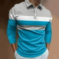 thumbnail image 2 of Cathalem Chemises de Golf pour Hommes Manches Longues Performance Imprimée Évacuant l'Humidité Polo, Bleu L, 2 of 5