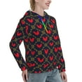 thumbnail image 6 of Fotbe Red Rooster Pattern Womens Long Sleeve Hoodie, Pullover Hooded Sweatshirt, Kangaroo Pocket Hoodie with Eye-catching Drawstrings-Small, 6 of 7