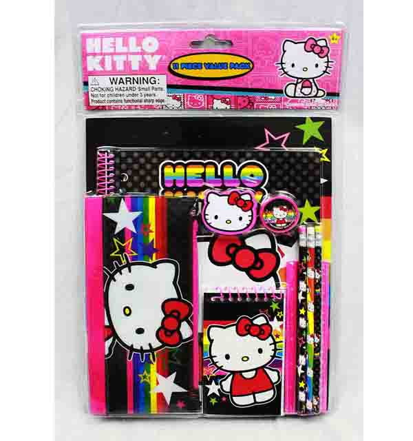 HELLO KITTY & MICKY MOUSE KIDS SCHOOL STATIONARY SET WITH WHITE BOARD & MARKER 