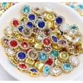 thumbnail image 3 of U8MO 50 Gold Bling Crystal Rhinestone Pearl Flatback Buttons 9mm 11mm Wedding Crafts-Mixed Color +Gold in 9mm, 3 of 8