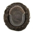 thumbnail image 3 of Lyricalhair French Lace Toupee for Men Hairpieces Mens Toupee Human Hair Replacement System Bleached Knots Lace with Poly Hair Wig Units 7"X9" #310 Dark Brown with 10% Gray, 3 of 6