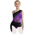 thumbnail image 3 of iiniim Girls Sparkly Lyrical Dance Sleeveless Asymmetrical Gymnastics Leotard Ruched Ballet Dress Purple 14, 3 of 7