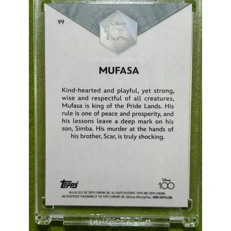MUFASA from LION KING Disney 100 PINK REFRACTOR #/399 Card 2023