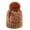 Brown, variant on UDIYO Knitted Hat Pompom Handmade Thickened Plush Lining Solid Color Keep Warm Woolen Yarn Autumn Winter Women Beanie Cap for Outdoor