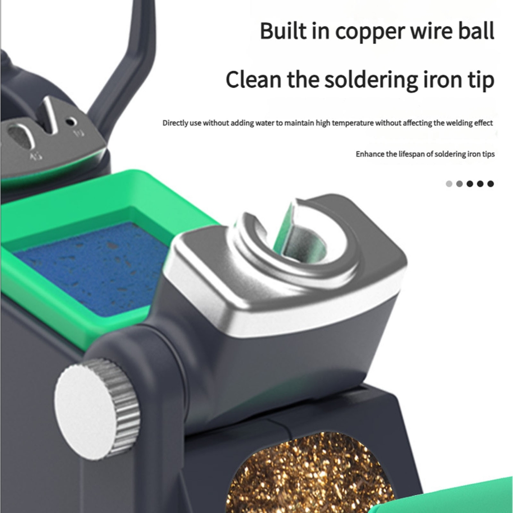 BQBQERT Adjustable 45° Soldering Iron Stand for C210/C245 with Sleep Mode, Brass Sponge & Holder