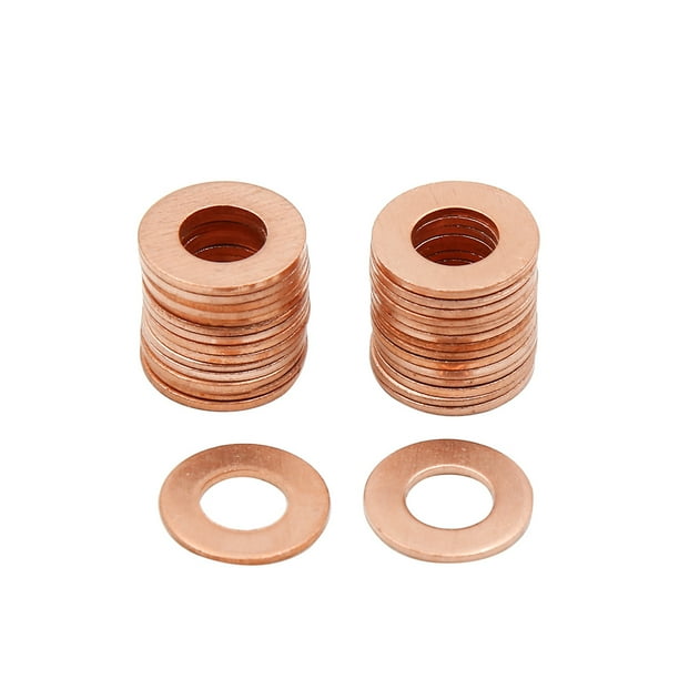 Arandela de Cobre círculos Juntas Plana de Motor de 7mm Diámetro Interior para Coche 30Pcs