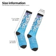 thumbnail image 2 of Honeii Hanging Orchids Floral Blue Print Long Socks,Novelty Design Socks Gift for Men and Women,Crew Socks,Calf Socks, 2 of 6